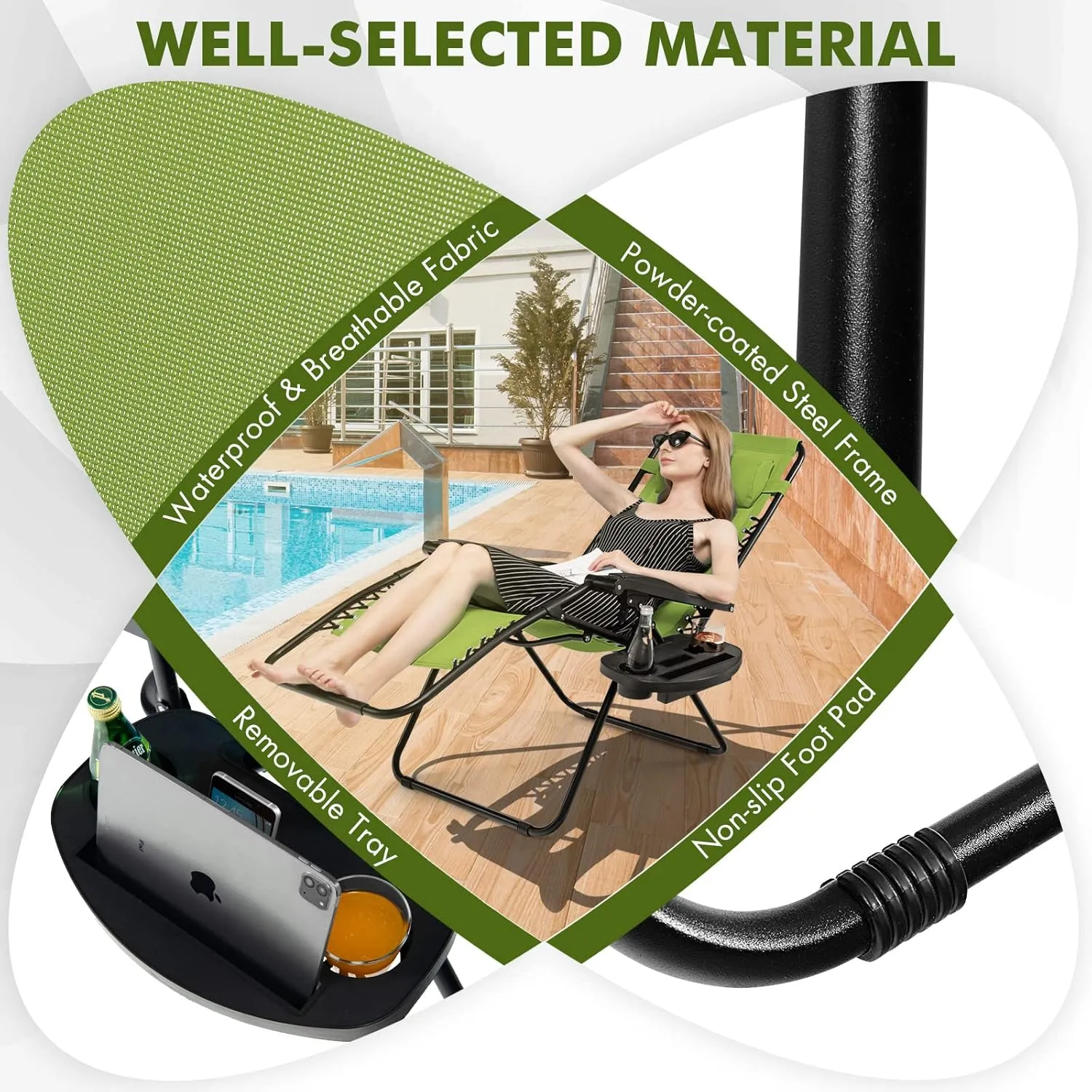 Giantex 2 PCS Zero Gravity Chair, Outdoor Chaise Lounge with Cup Holder, Patio Folding Chairs Recliner for Yard Pool Lawn Balcony