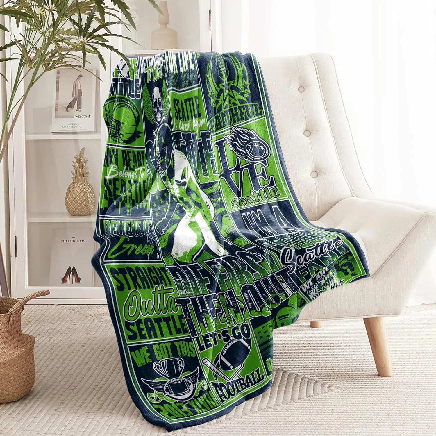 Gifts for Men, Fathers Day Football Throw Blanket for Couch, Football Gear Merchandise for Team Fans, Sports and Outdoors Blanket for Sofa Bed Chair 50"x40"