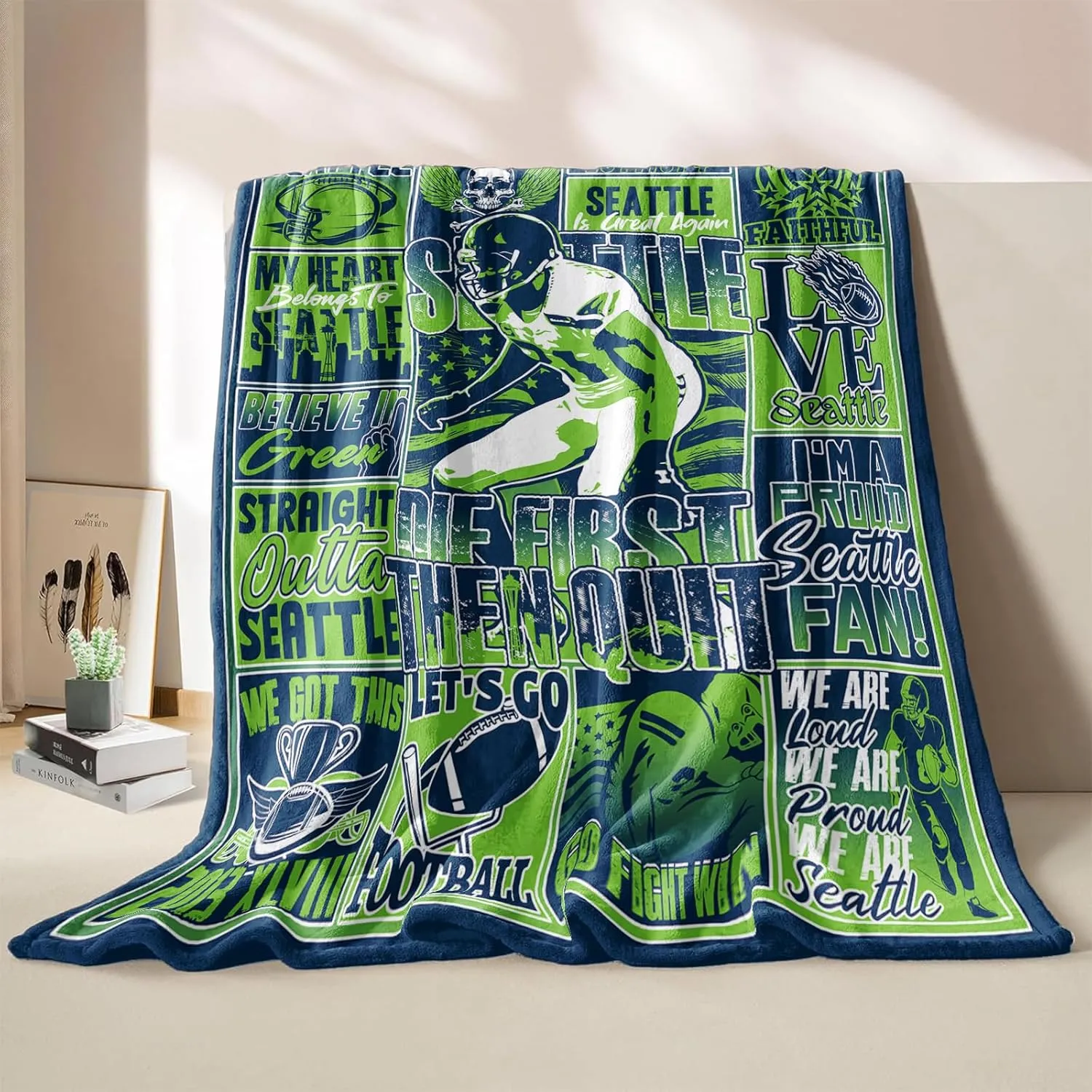 Gifts for Men, Fathers Day Football Throw Blanket for Couch, Football Gear Merchandise for Team Fans, Sports and Outdoors Blanket for Sofa Bed Chair 50"x40"