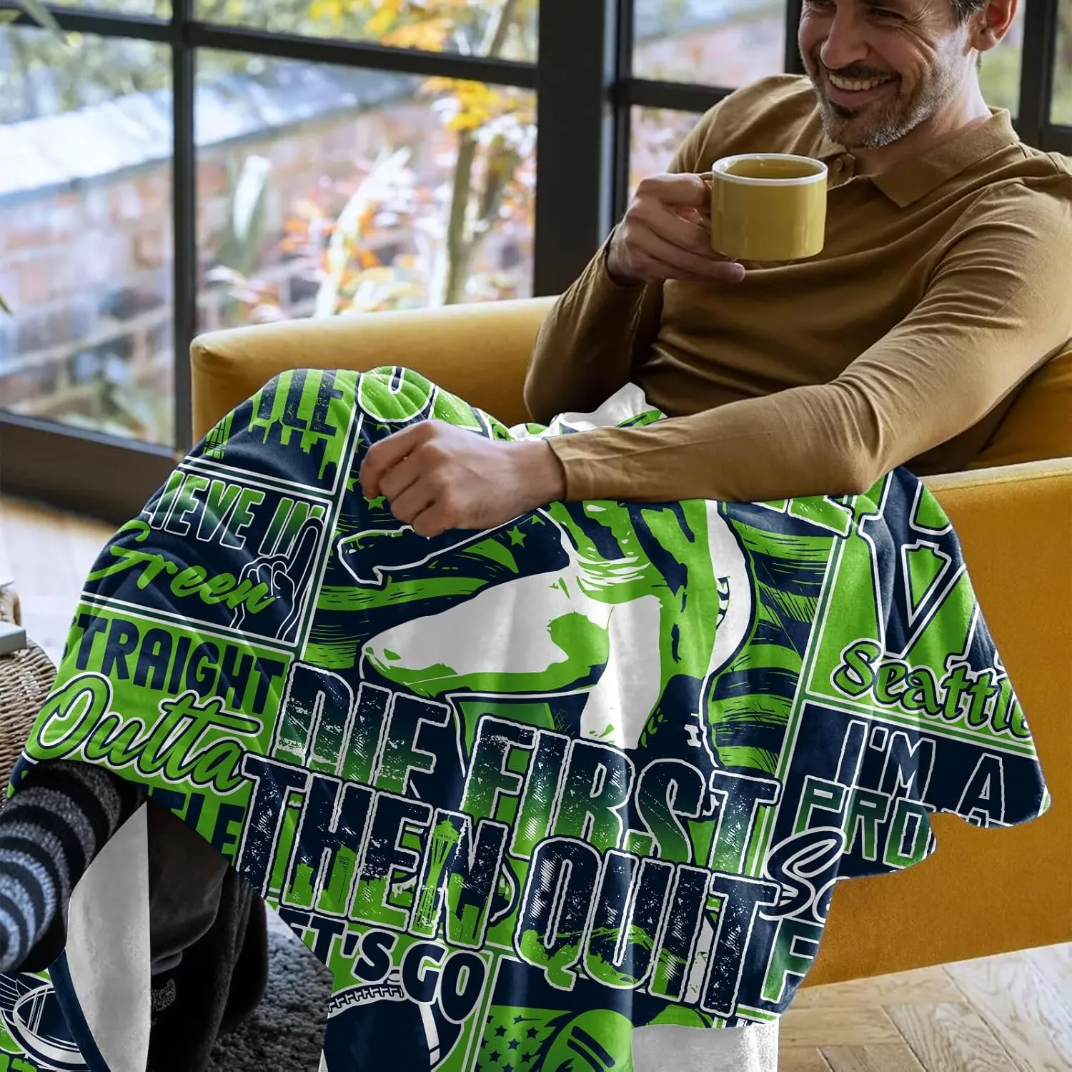 Gifts for Men, Fathers Day Football Throw Blanket for Couch, Football Gear Merchandise for Team Fans, Sports and Outdoors Blanket for Sofa Bed Chair 50"x40"