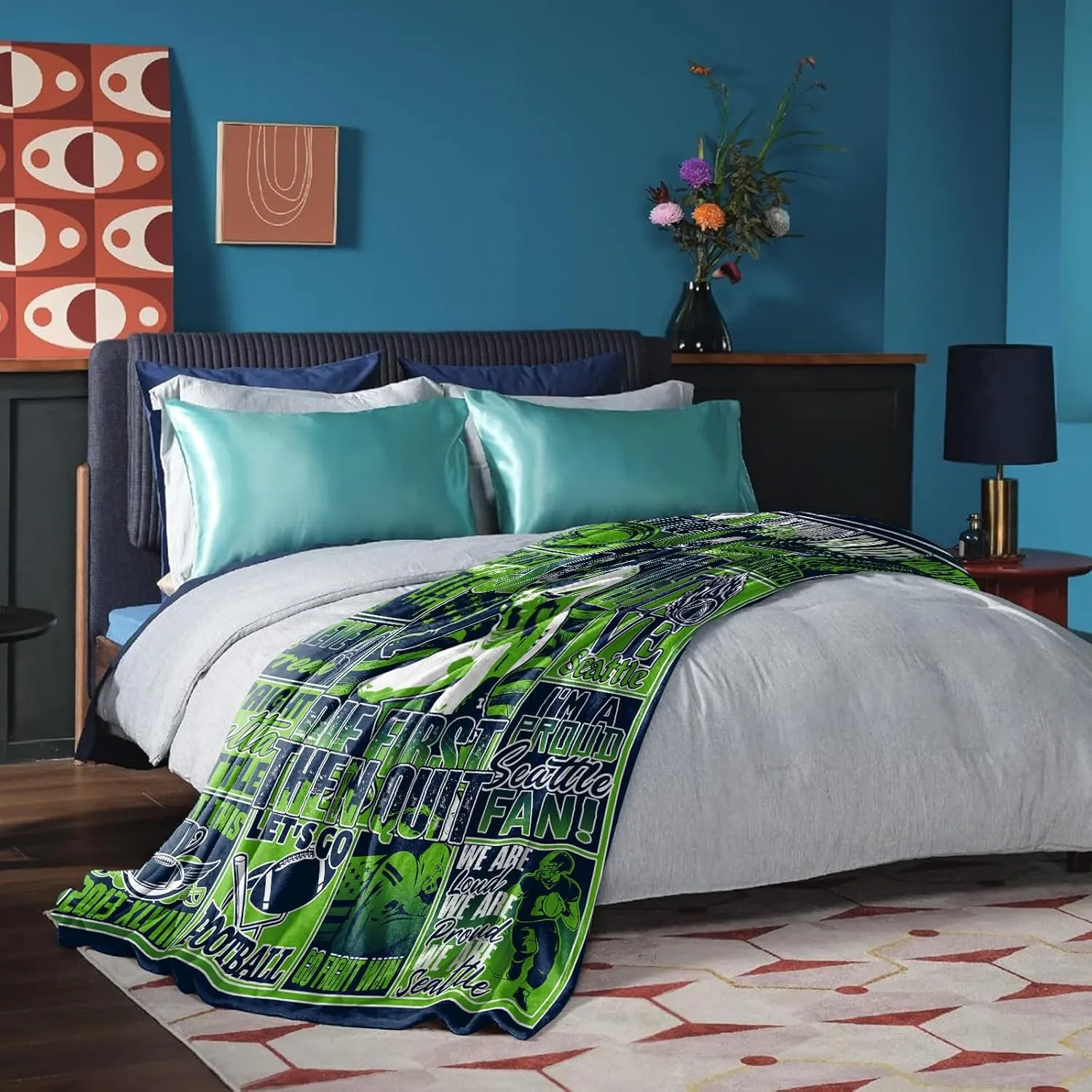Gifts for Men, Fathers Day Football Throw Blanket for Couch, Football Gear Merchandise for Team Fans, Sports and Outdoors Blanket for Sofa Bed Chair 50"x40"
