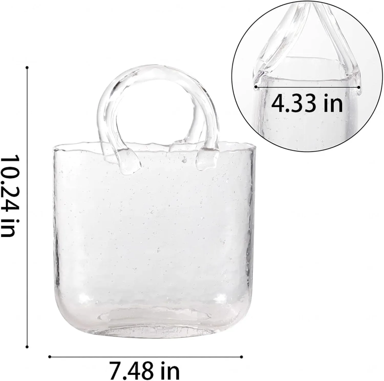 Glass Purse Vase, Glass Purse Vases with Handle Design Purse Vase with Fish Bowl Handbag Vases for Flowers, for Home Décor,Enterpiece,Events,Office,Garden,Wedding,Style1-Transparent