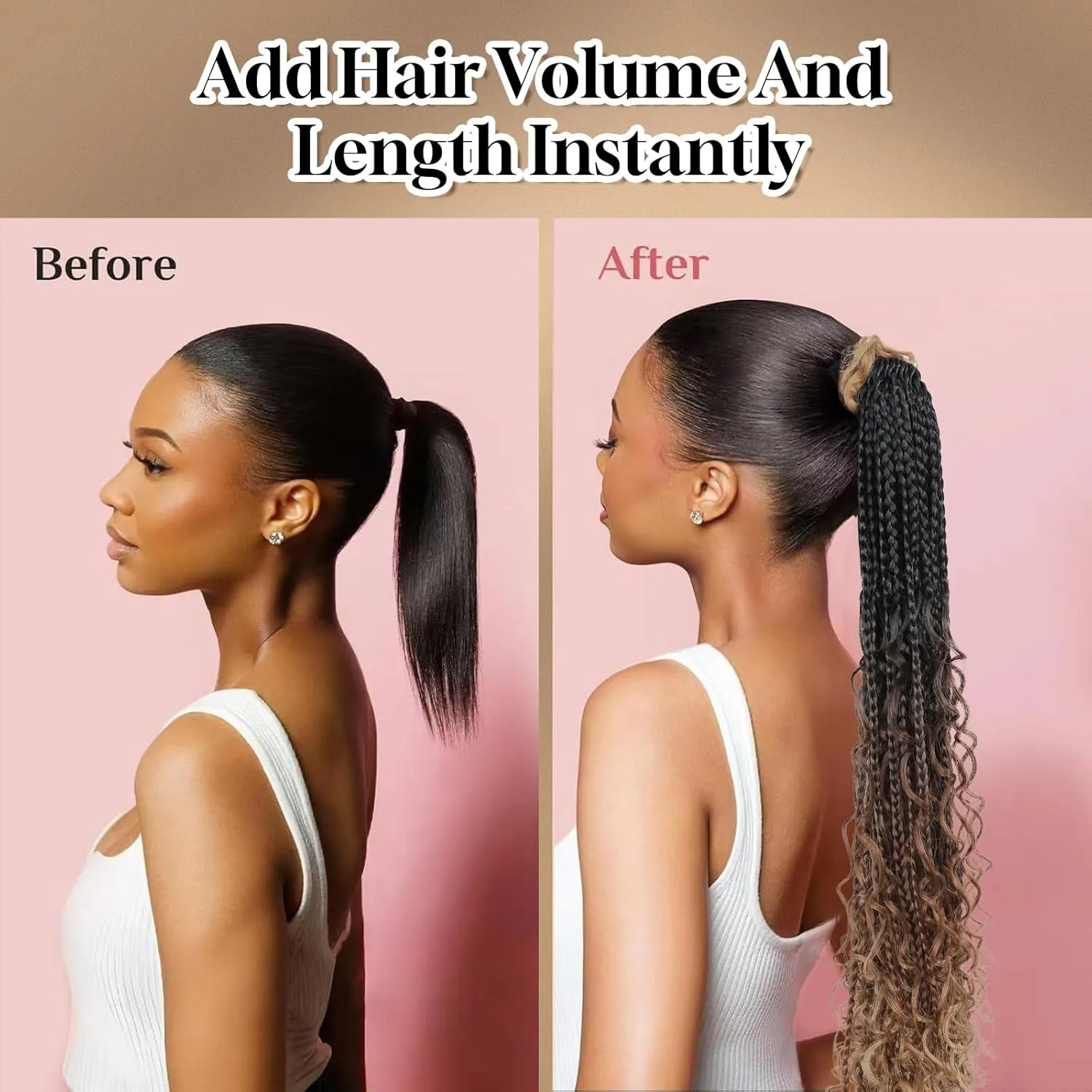 Goddess Box Boho Braid Ponytail 24Inch 180Grams Boho Box Synthetic Hair For Black Women (1B/30/27)