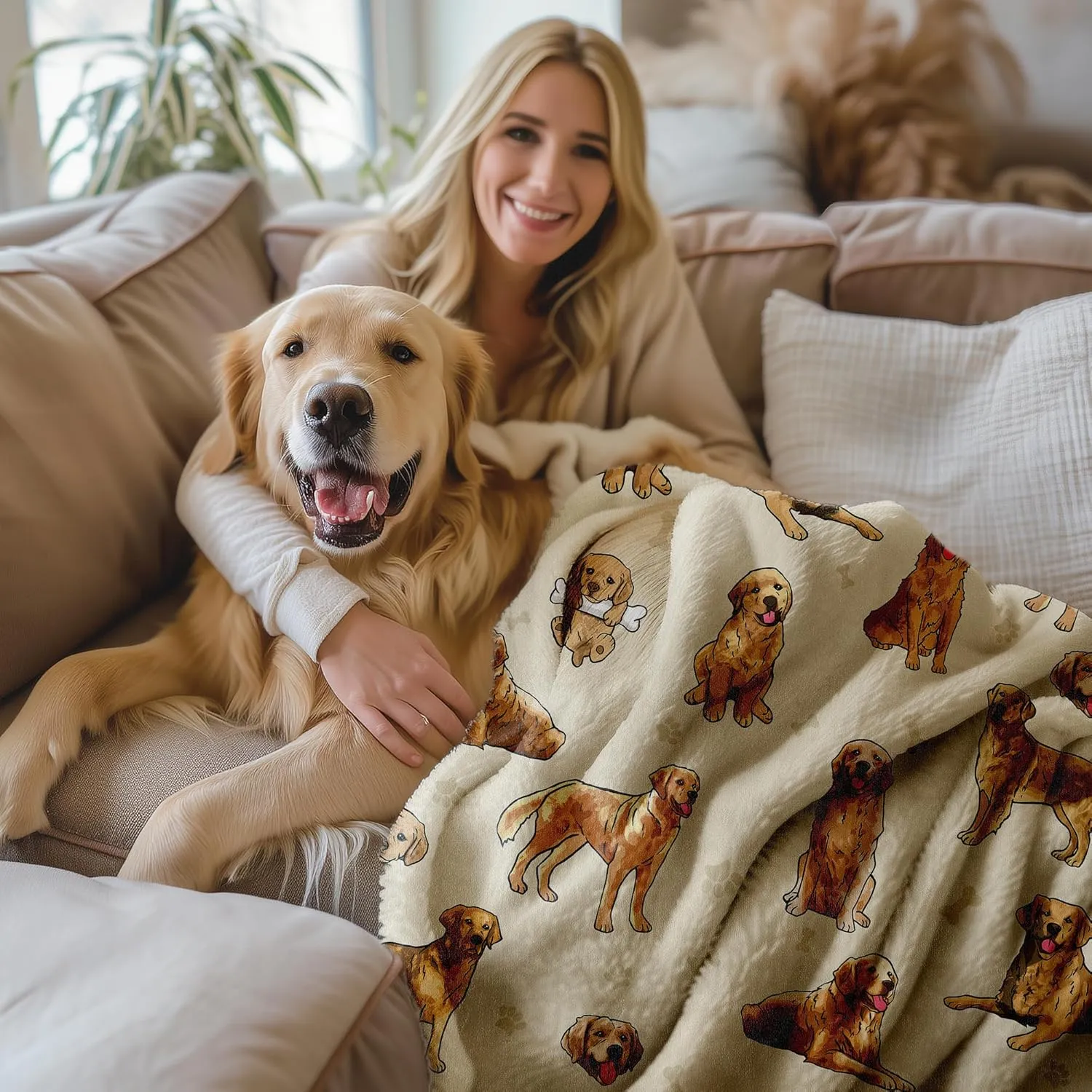 Golden Retriever Blanket, Golden Retriever Gifts for Women, Golden Retriever Baby Throw Blanket for Boys Girls, Best Gift for Golden Retriever Lover, Soft Flannel Fleece Dog Blanket, 60"x50" for Teens