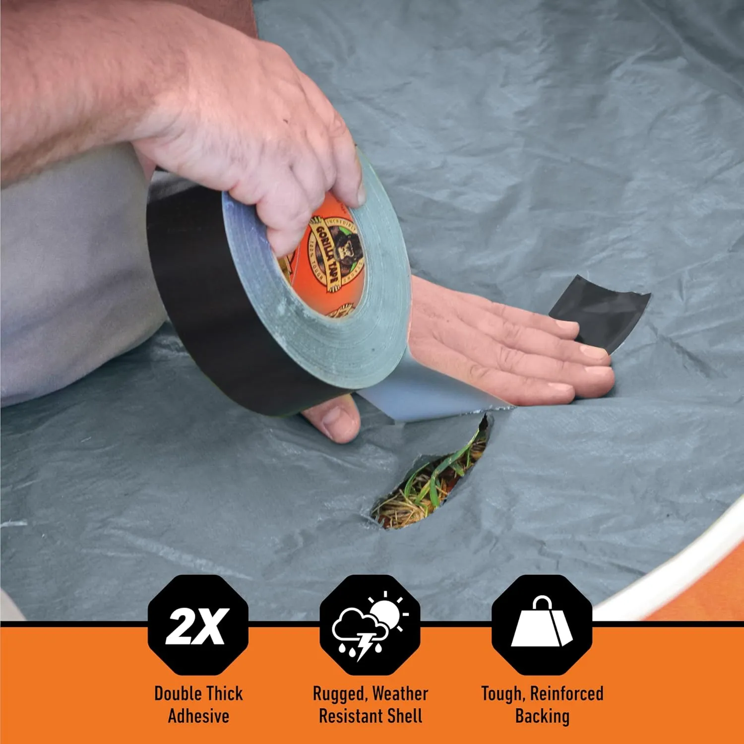 Gorilla Duct Tape, Black Tape, 1.88" x 35 yd (Pack of 1) - Heavy Duty and Weather Resistant for Indoor or Outdoor
