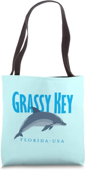 Grassy Key Florida Dolphin Design Tote Bag