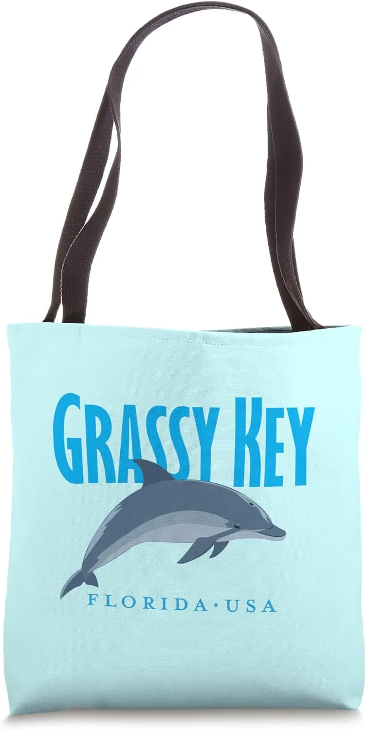 Grassy Key Florida Dolphin Design Tote Bag