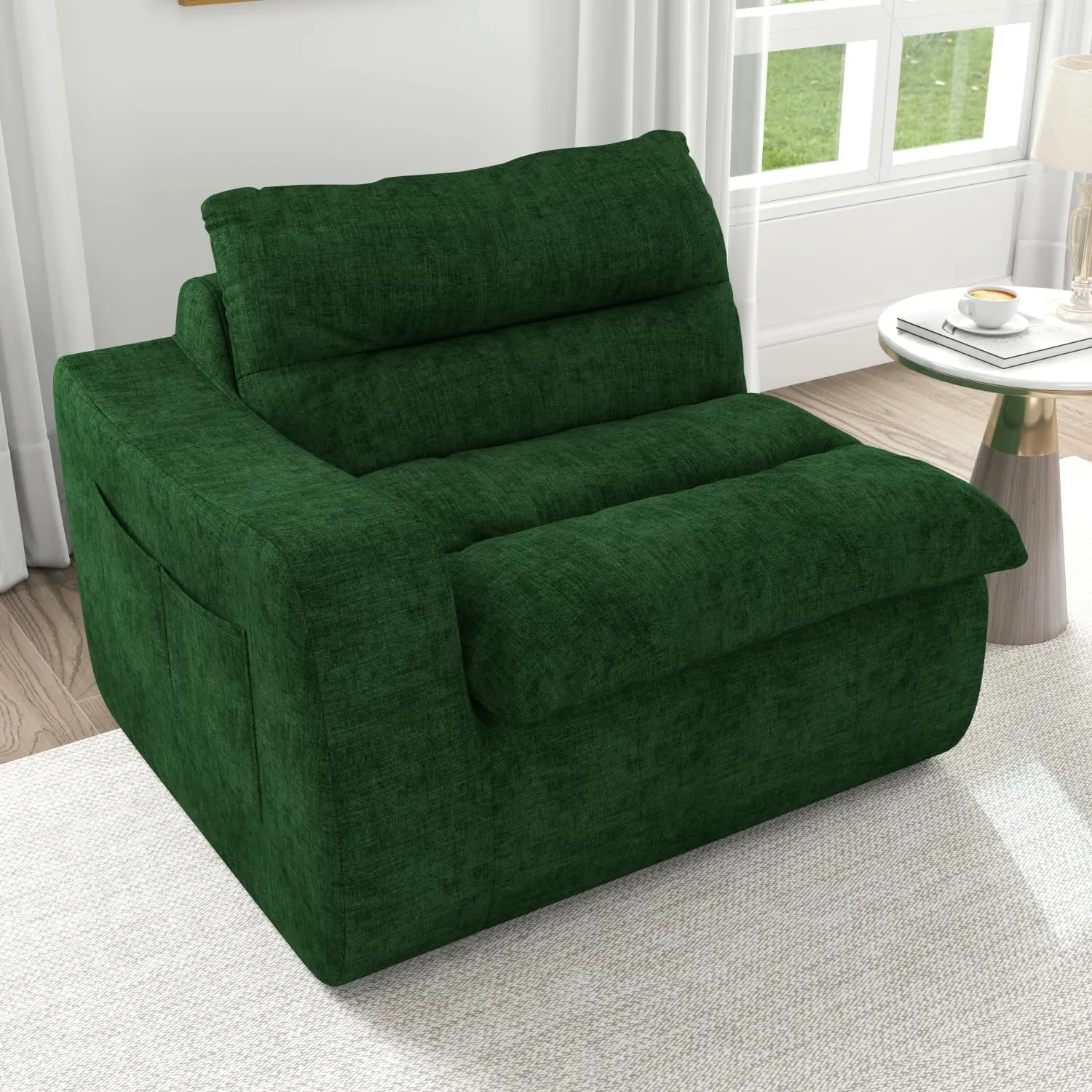 Green Lazy Floor Sofa - Modern Floor Chair with Comfortable Beanbag Design for Living Room, Bedroom, and Office