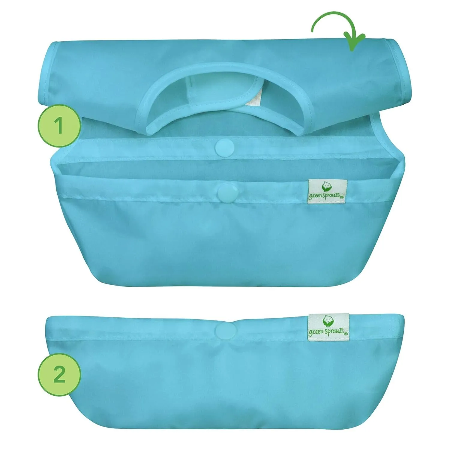 green sprouts Snap and Go Easy-wear Bibs for Baby & Toddler (3 pk) | Protection for Messy Eaters | Flipped Pocket, Easy Clean
