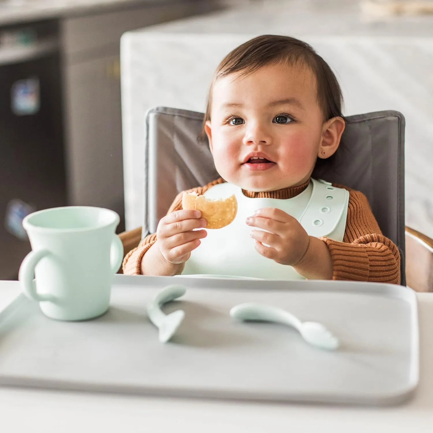 green sprouts Unisex Baby Silicone Scoop Bib