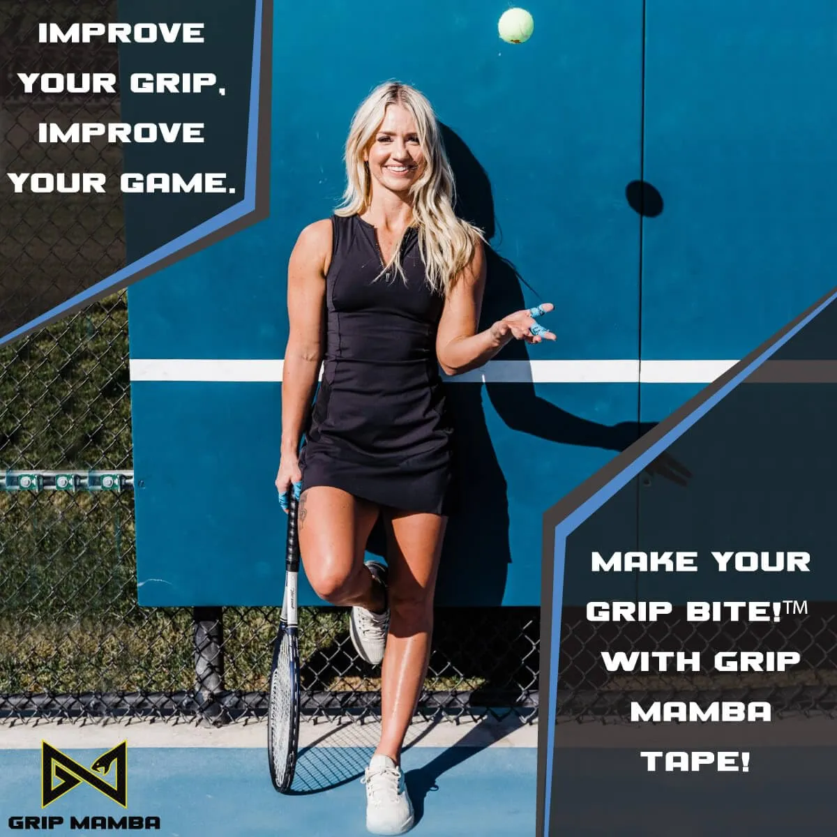 GRIP MAMBA Elastic Athletic Finger Tape, 1”Wide w/Premium Adhesive, Protects Hand Thumb Fingers Enhances Grip, Sleeve Blister Wrap for Sports, Golf, Tennis, Basketball, Pickleball (Blue, 6 Rolls)