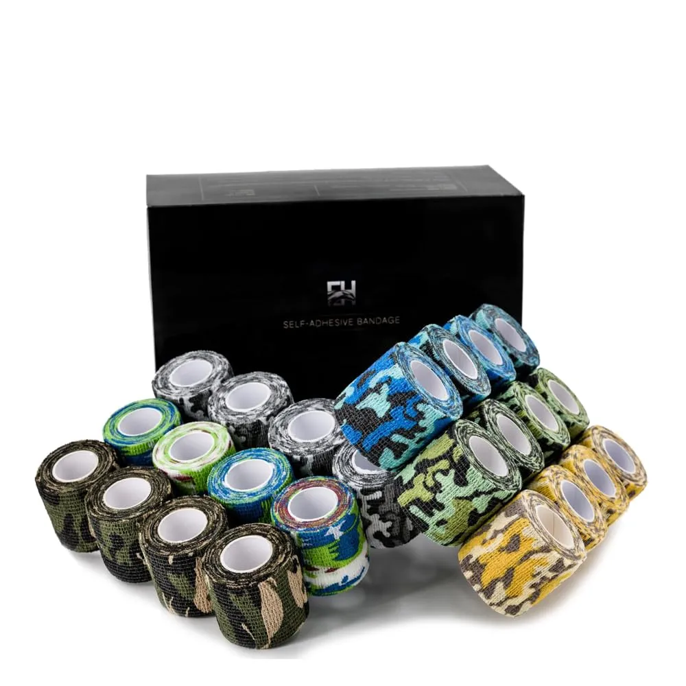 Grip Tape 24Pcs Self-Adhesive Bandage Cohesive Elastic Wrap for Tattoo Pen Machine Accessories