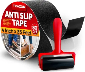 Grip Tape - Heavy Duty Anti Slip Tape for Stairs Outdoor/Indoor Waterproof 4Inch x 35Ft Safety Non Skid Roll for Stair Steps Ramp Traction Tread Staircases Grips Adhesive Non Slip Strips Walk Black