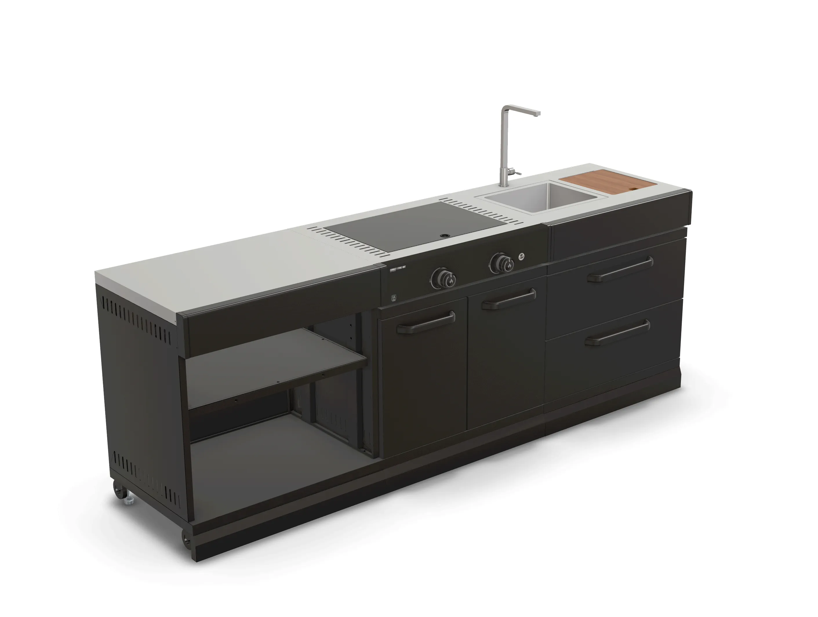 GRLLR Outdoor Kitchen Sink Stove and Open shelve