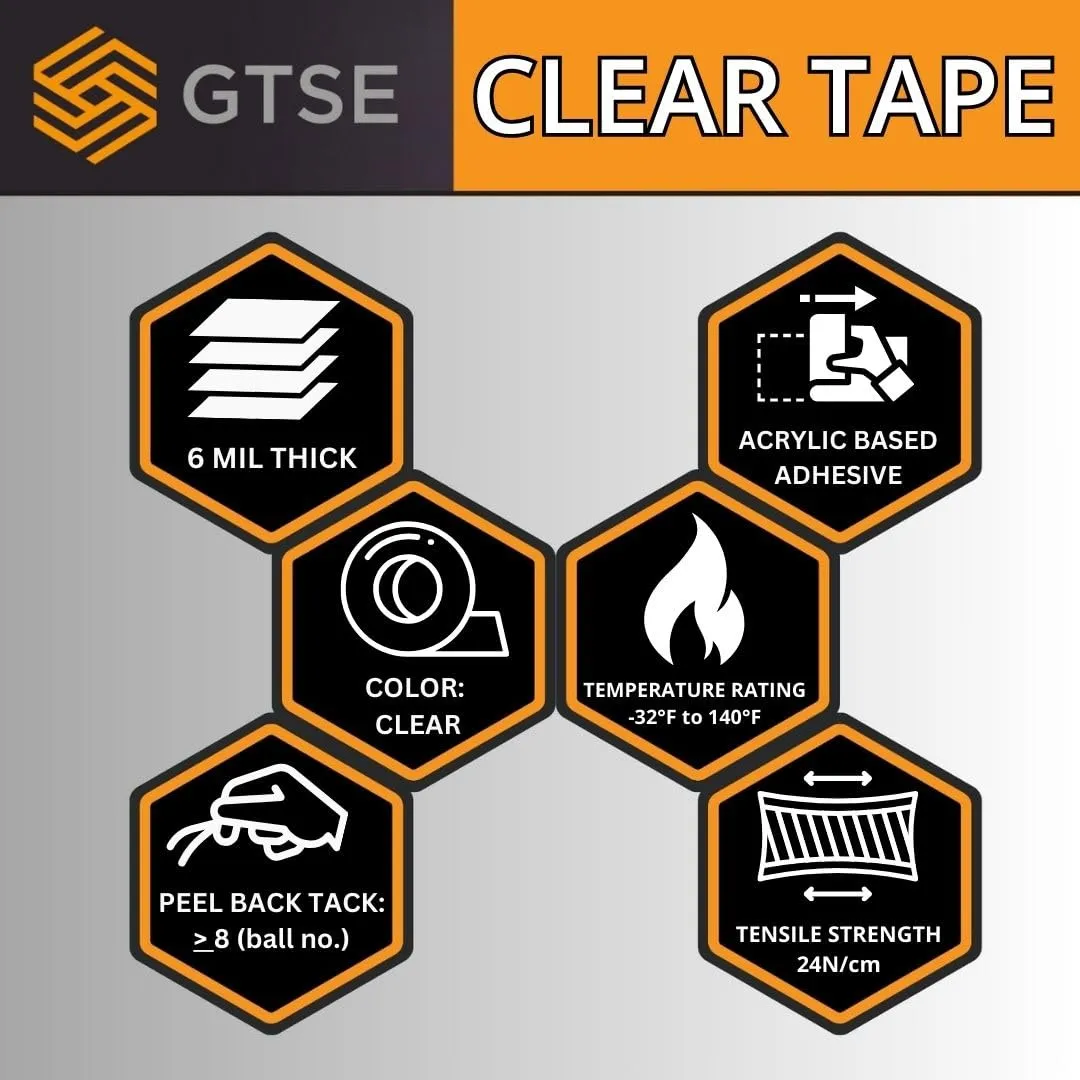 GTSE Premium Clear Tape, 1 inch x 217 feet, Strong Transparent Gift Wrap Tape for Home, Office, 12 Rolls