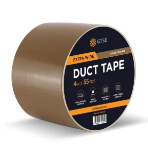 GTSE Wide Duct Tape, Brown, 4 Inches x 55 Yards (164 ft), Heavy Duty, Waterproof Repair Tape for Indoor or Outdoor Use, 1 Roll