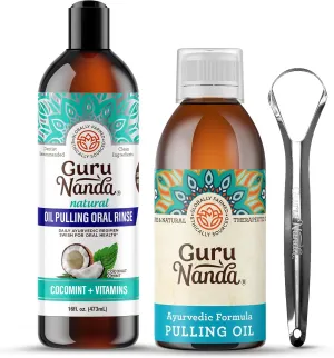 GuruNanda Ultimate Oil Pulling Bundle – Cocomint Oil Pulling (16 Oz) & Deep Cleaning Original Oil Pulling for a Happier Smile