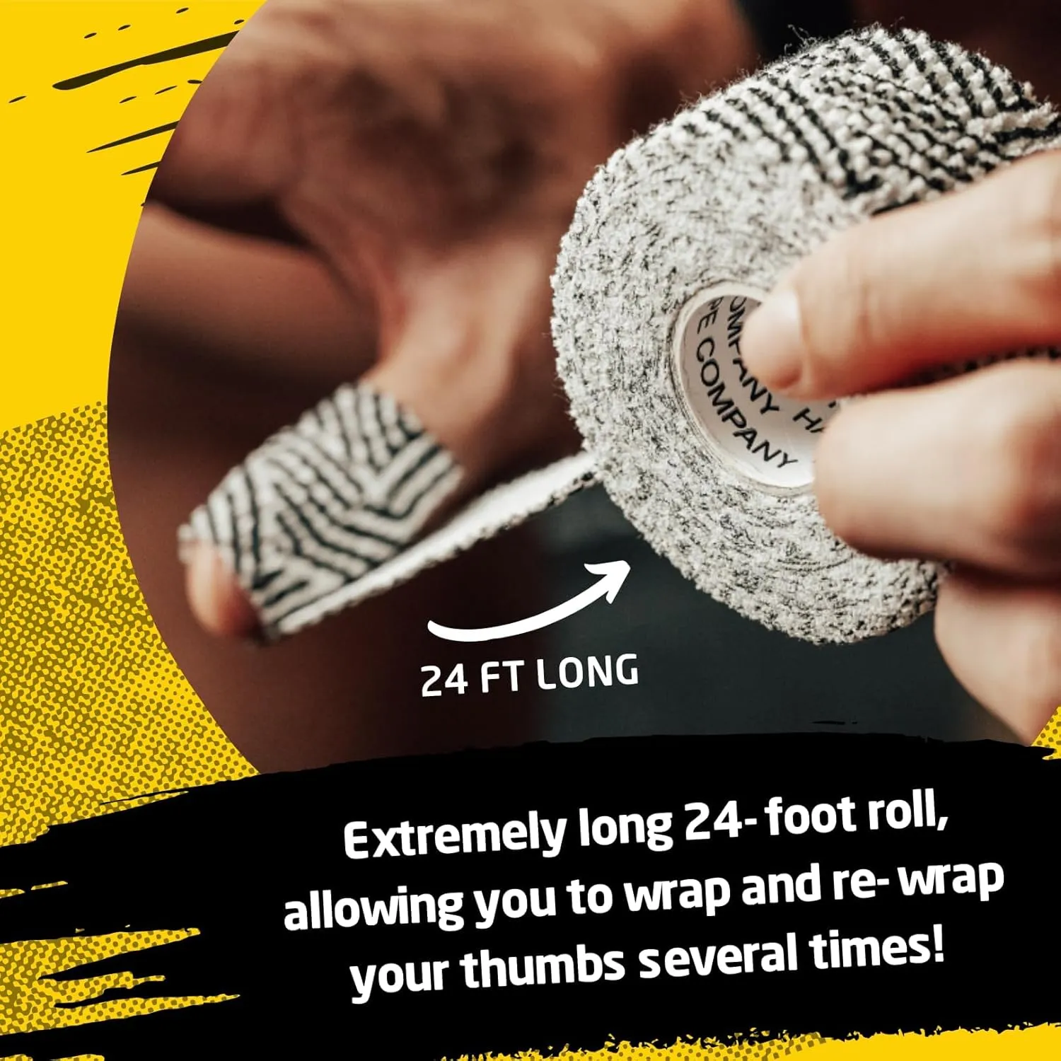 Gym & Hook Grip Tape - Thumb & Finger Protection - for Cross Training, Weightlifting, Gymnastics & More - Stretchy Adhesive Athletic Weightlifting Tape - 24 ft Long 3 Pack