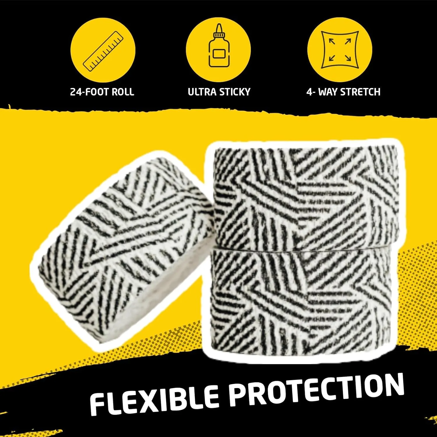 Gym & Hook Grip Tape - Thumb & Finger Protection - for Cross Training, Weightlifting, Gymnastics & More - Stretchy Adhesive Athletic Weightlifting Tape - 24 ft Long 3 Pack