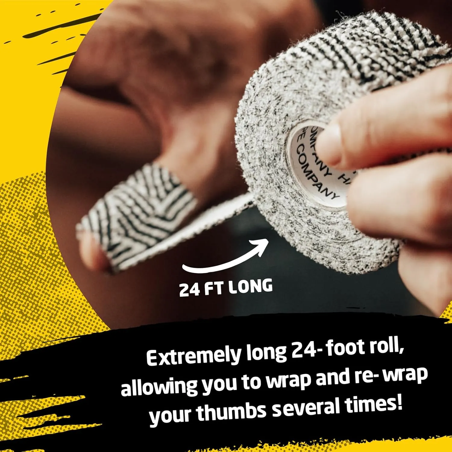 Gym & Hook Grip Tape - Thumb & Finger Protection - for Cross Training, Weightlifting, Gymnastics & More - Stretchy Adhesive Athletic Weightlifting Tape - 24 ft Long 3 Pack