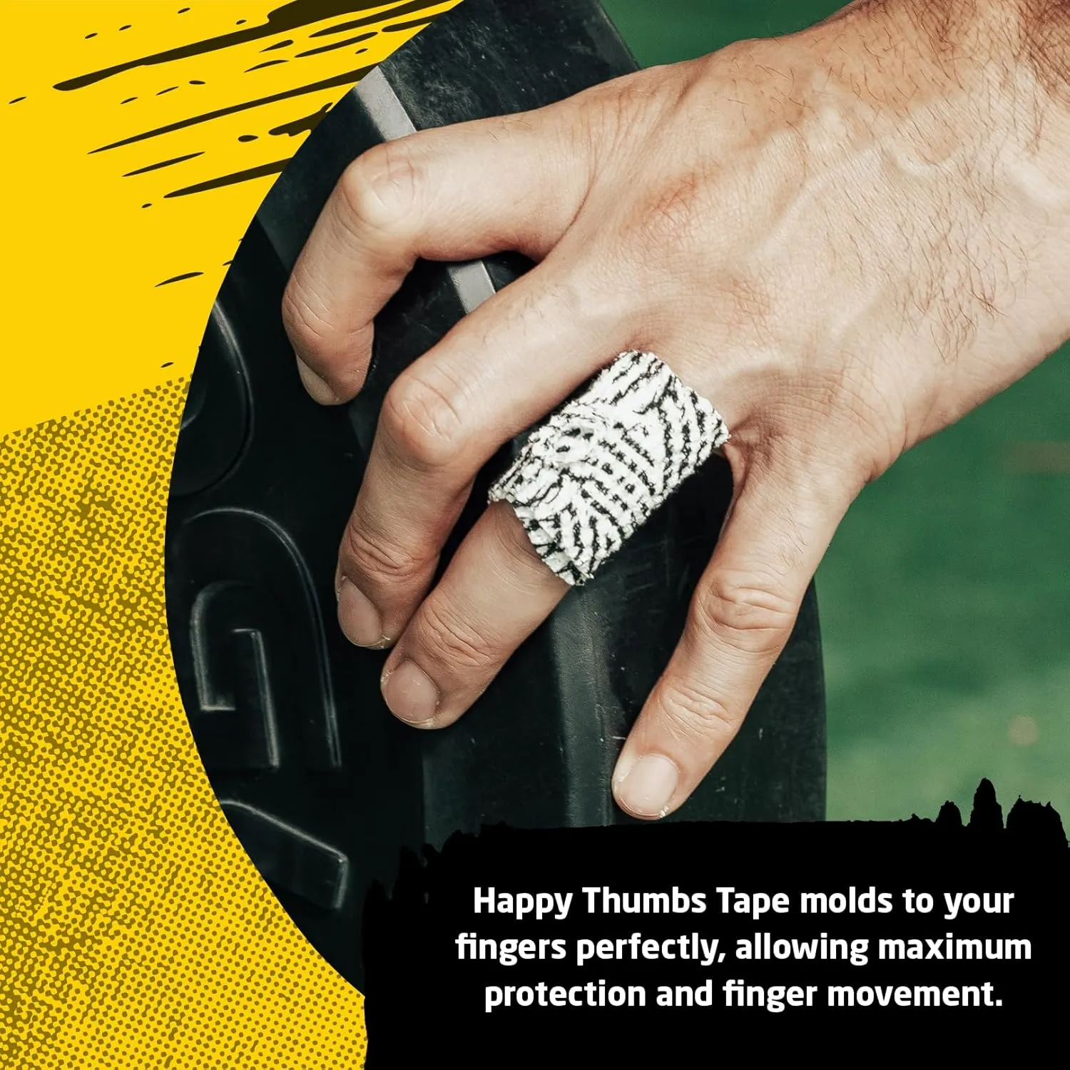 Gym & Hook Grip Tape - Thumb & Finger Protection - for Cross Training, Weightlifting, Gymnastics & More - Stretchy Adhesive Athletic Weightlifting Tape - 24 ft Long 3 Pack