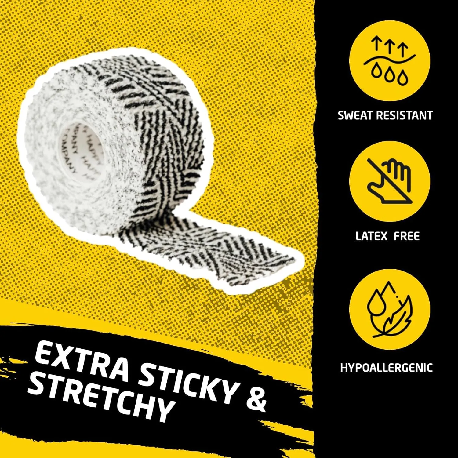 Gym & Hook Grip Tape - Thumb & Finger Protection - for Cross Training, Weightlifting, Gymnastics & More - Stretchy Adhesive Athletic Weightlifting Tape - 24 ft Long 3 Pack