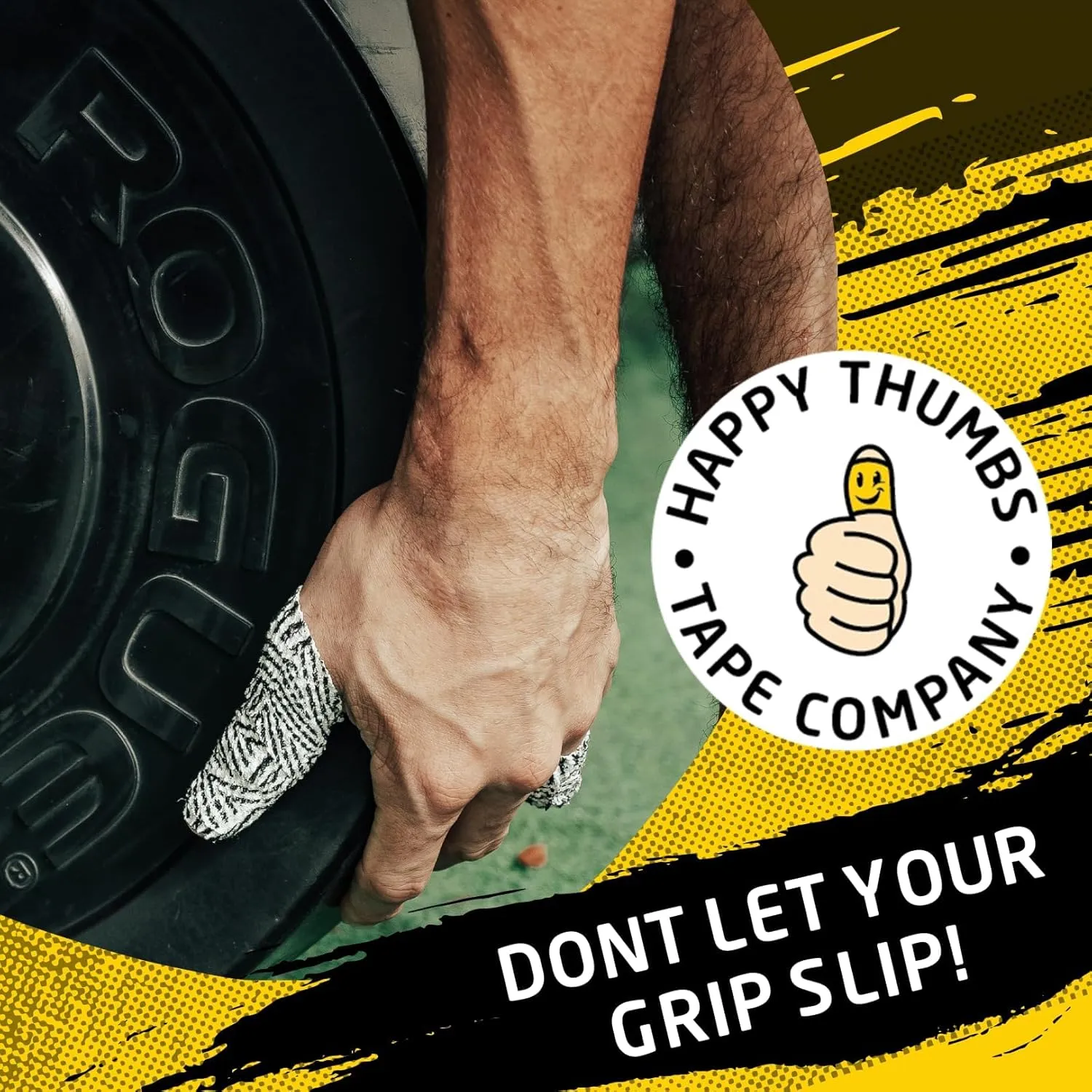 Gym & Hook Grip Tape - Thumb & Finger Protection - for Cross Training, Weightlifting, Gymnastics & More - Stretchy Adhesive Athletic Weightlifting Tape - 24 ft Long 3 Pack