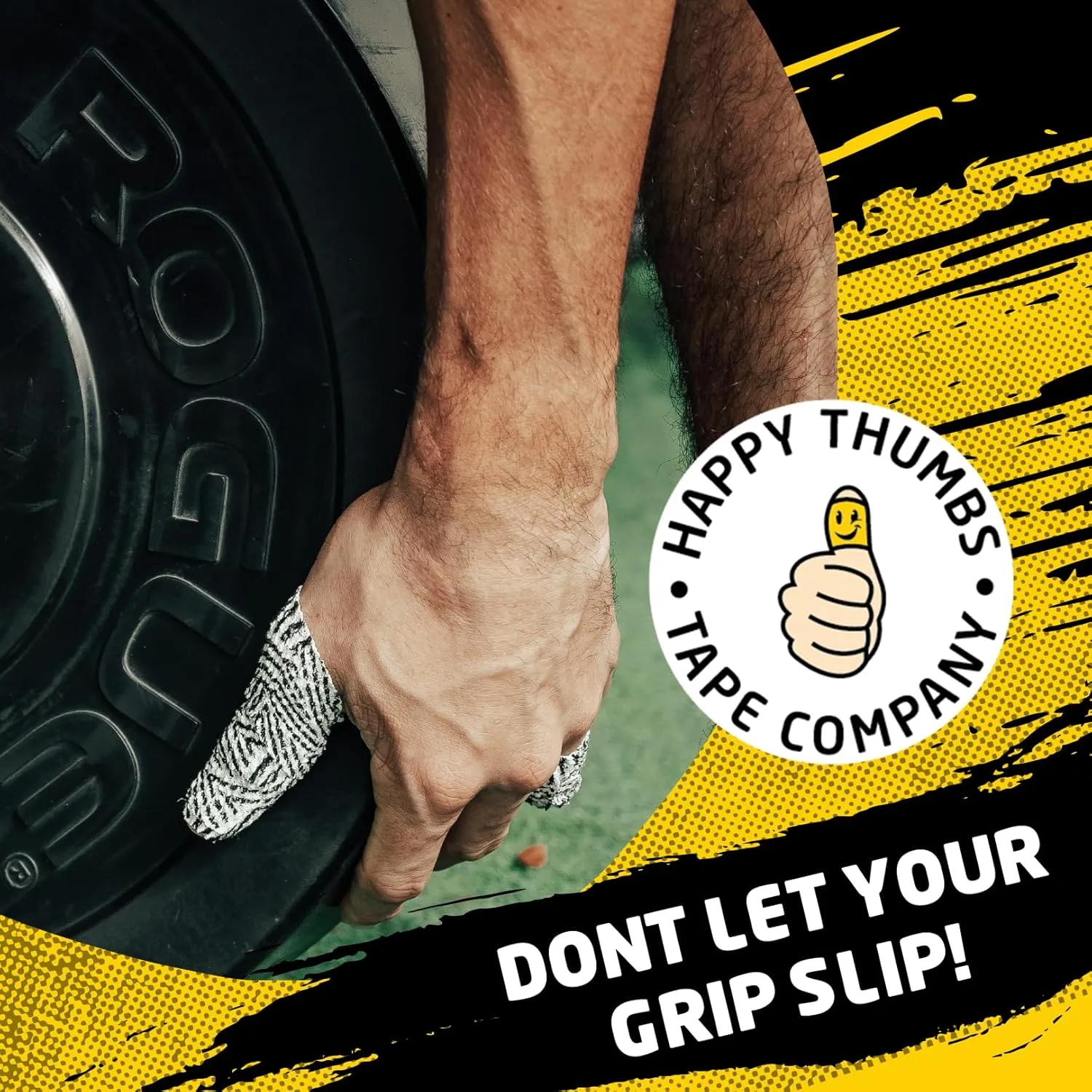 Gym & Hook Grip Tape - Thumb & Finger Protection - for Cross Training, Weightlifting, Gymnastics & More - Stretchy Adhesive Athletic Weightlifting Tape - 24 ft Long 3 Pack