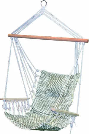 Hammock Chair Hanging Rope Swing, *12 Patterns, Quality Comfortable and Breathable Fabric - Indoor/Outdoor - Grey Herringbone Pattern