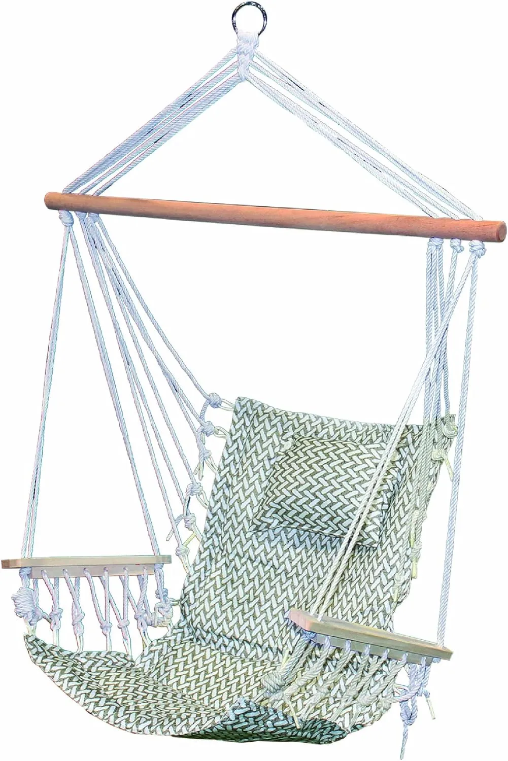 Hammock Chair Hanging Rope Swing, *12 Patterns, Quality Comfortable and Breathable Fabric - Indoor/Outdoor - Grey Herringbone Pattern