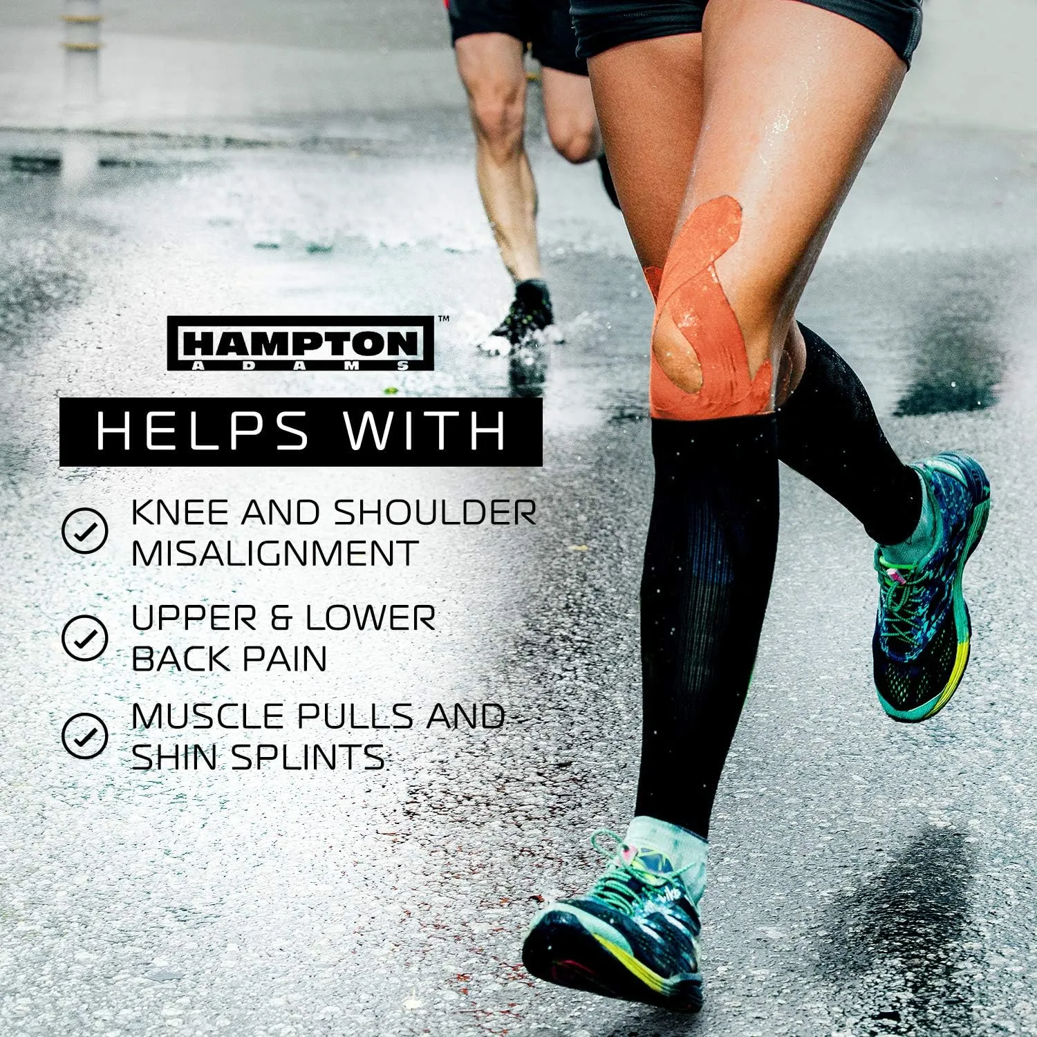 Hampton Adams | As Seen on Shark Tank | Elastic Kinesiology Tape (Bulk Roll) | 135ft Uncut | Supports & Protects Muscle Wrist Knee Shoulder Back Plantar Fasciitis | Waterproof Hypoallergenic