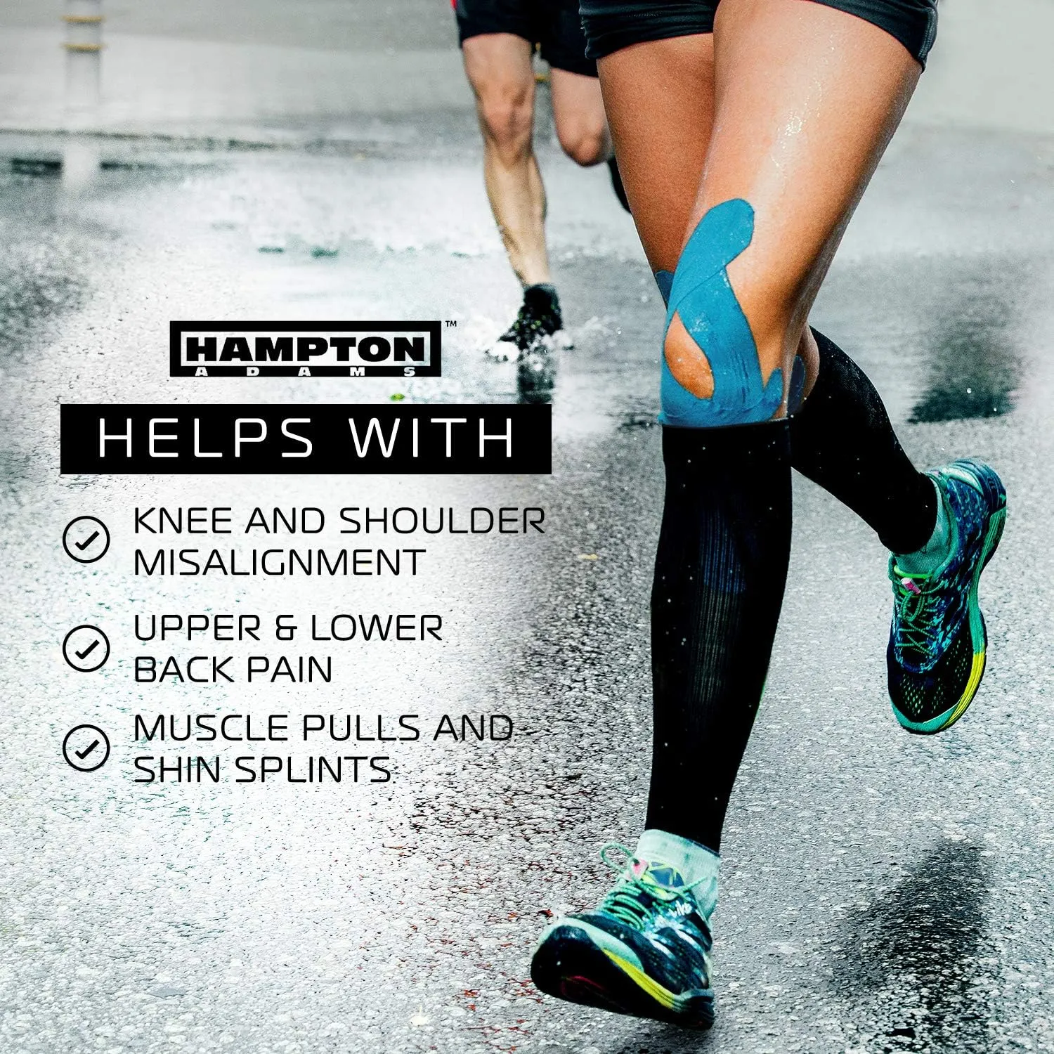 Hampton Adams | As Seen on Shark Tank | Elastic Kinesiology Tape (Bulk Roll) | 135ft Uncut | Supports & Protects Muscle Wrist Knee Shoulder Back Plantar Fasciitis | Waterproof Hypoallergenic