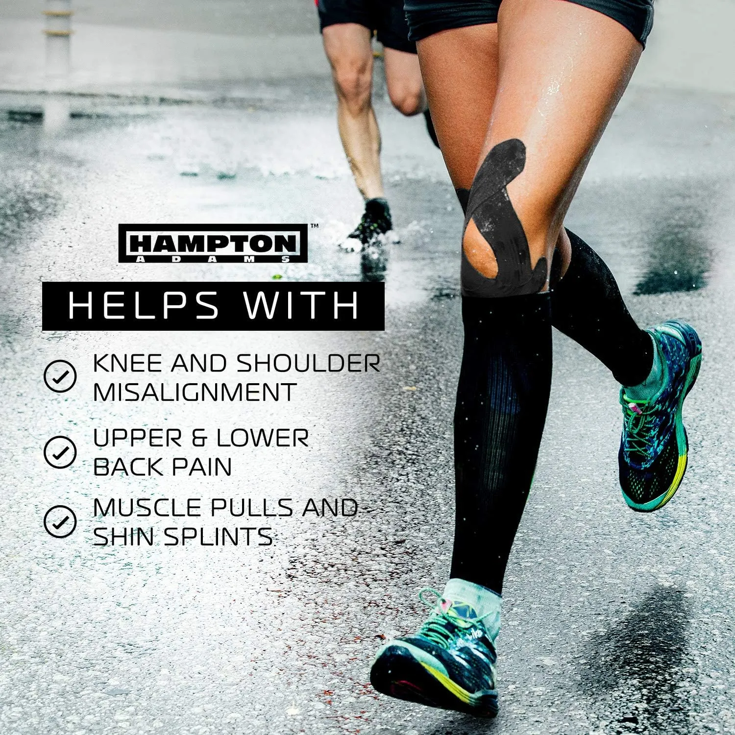 Hampton Adams | As Seen on Shark Tank | Elastic Kinesiology Tape (Bulk Roll) | 135ft Uncut | Supports & Protects Muscle Wrist Knee Shoulder Back Plantar Fasciitis | Waterproof Hypoallergenic
