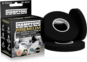Hampton Adams | As Seen on Shark Tank | Pro Finger Tape (8-Pack) | for BJJ Bouldering Crossfit Weightlift | Non-Slip Extreme Quality No-Fray Climbing Tape | Extended Wear Super Strong Adhesive