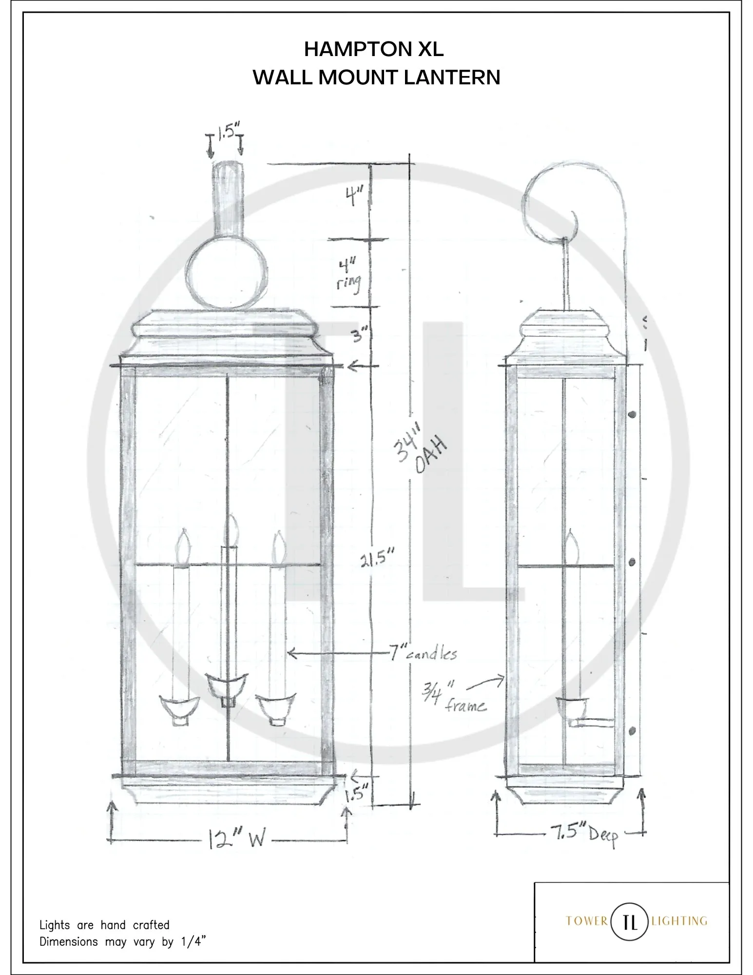 Hampton XL Lantern - Wall Mount