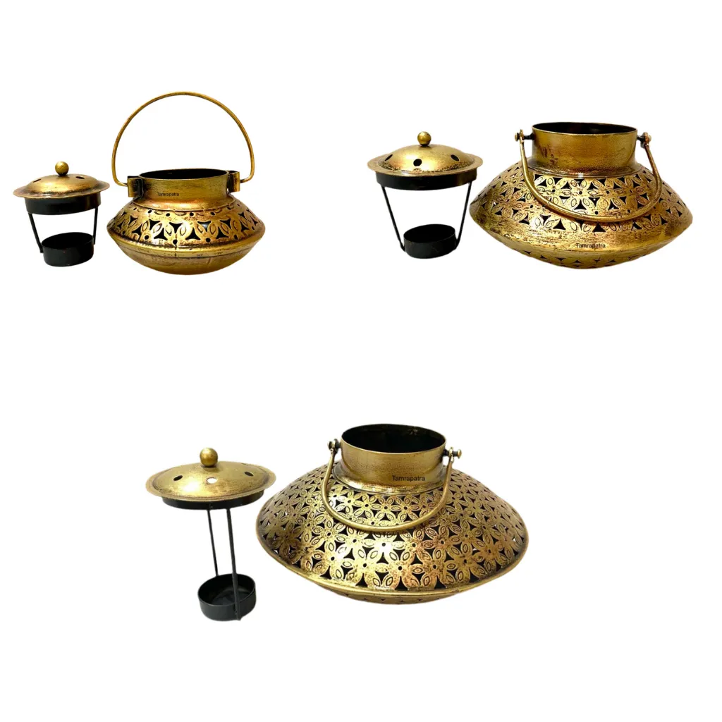 Handi Style Hanging Tea Light Holder Metal Lantern Vintage Art By Tamrapatra