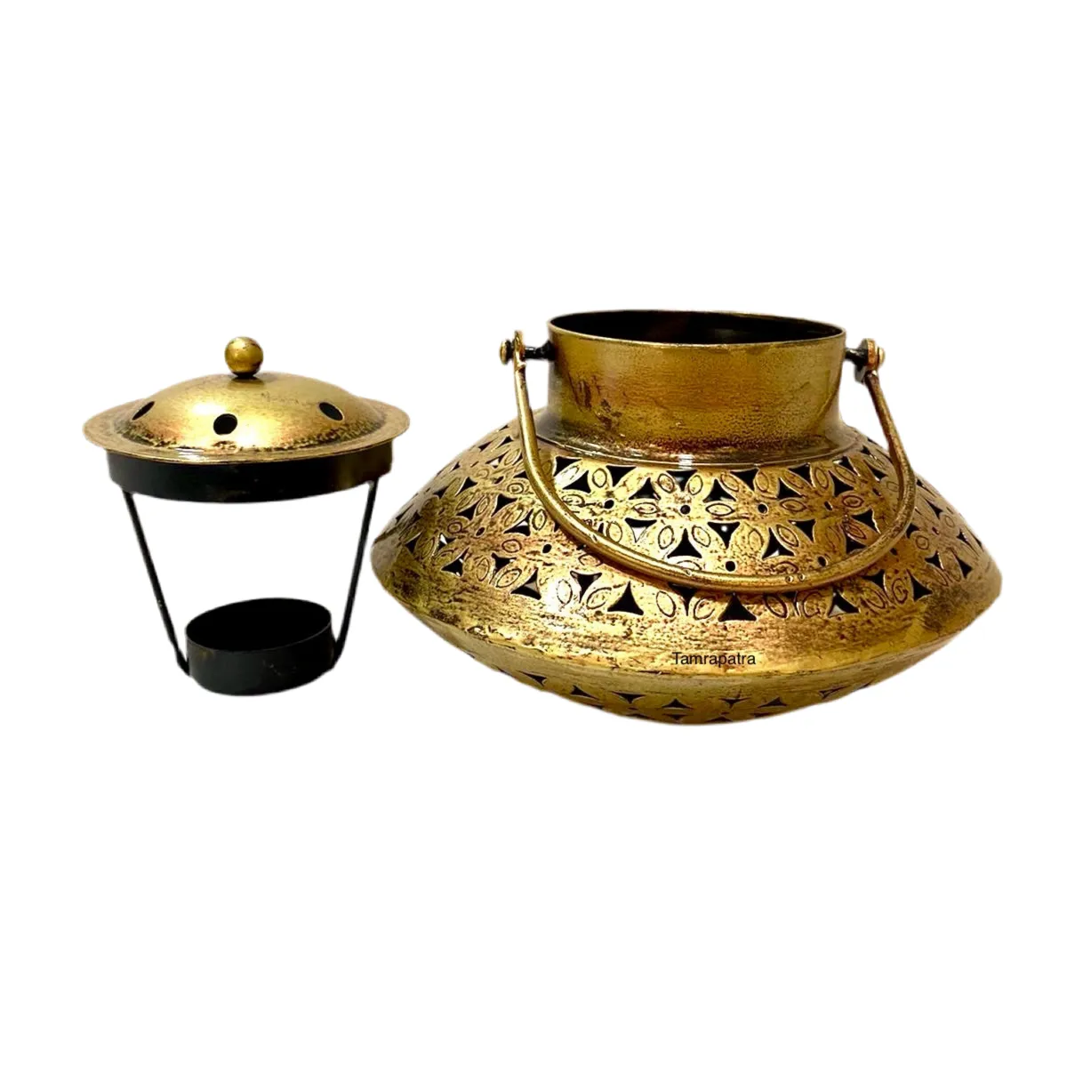 Handi Style Hanging Tea Light Holder Metal Lantern Vintage Art By Tamrapatra