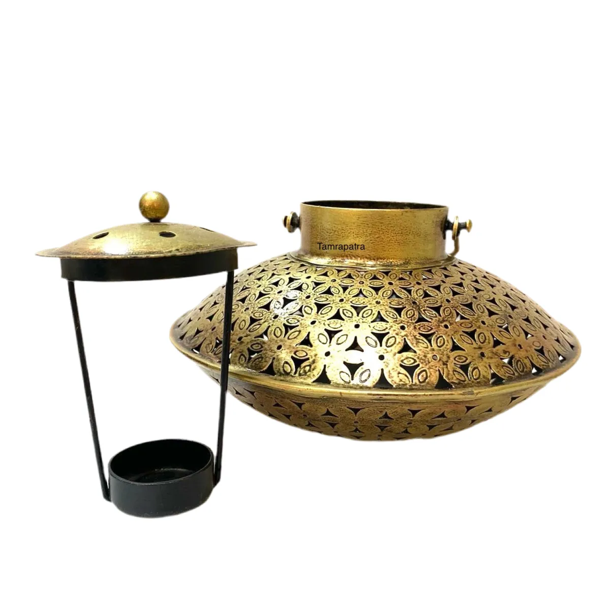 Handi Style Hanging Tea Light Holder Metal Lantern Vintage Art By Tamrapatra