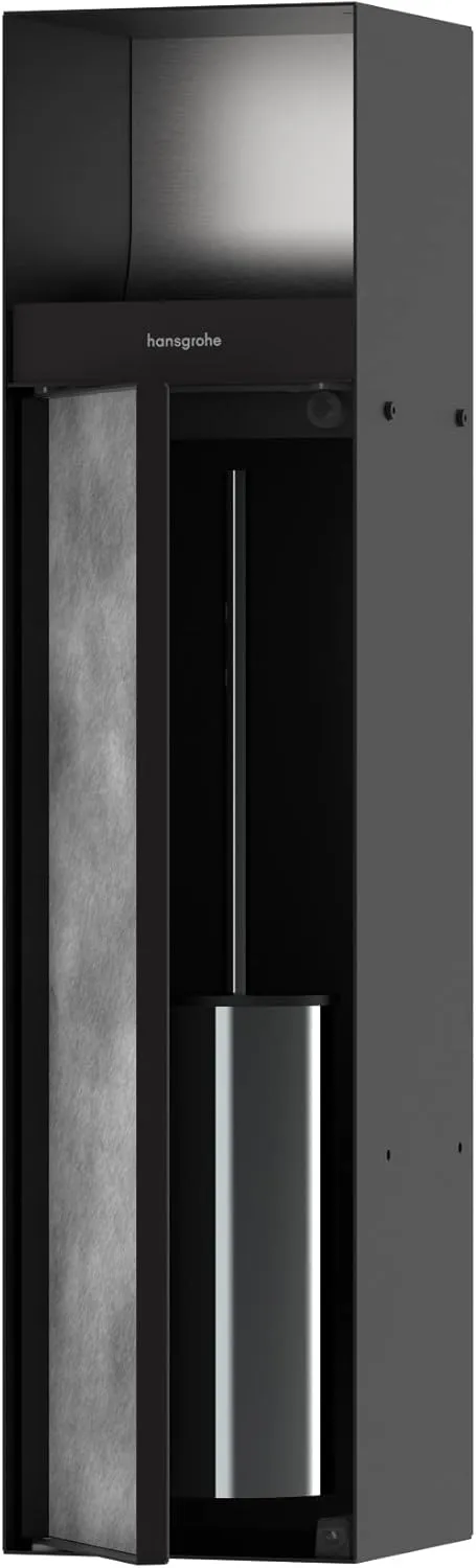 hansgrohe XtraStoris Rock Recessed Toilet Brush Holder with Toilet Paper Holder & Tileable Door in Matte Black, 56062670