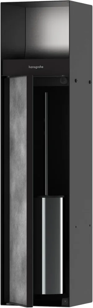 hansgrohe XtraStoris Rock Recessed Toilet Brush Holder with Toilet Paper Holder & Tileable Door in Matte Black, 56062670