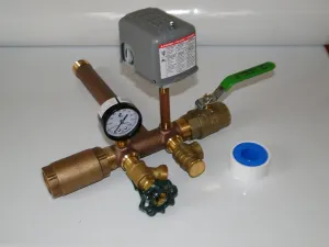 Harvard Boshart 1 x 11 BRASS Tank Tee Kit installation package with BALL VALVE and CHECK VALVE Water Well Pressure Tank SQUARE D 4060 FSG2 pressure switch NO LEAD