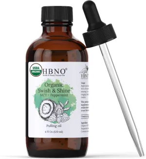 HBNO MCT Oil Pulling Peppermint - Huge 4 oz (120ml) Value Size - Ideal for Everyday use as a Mouth freshener