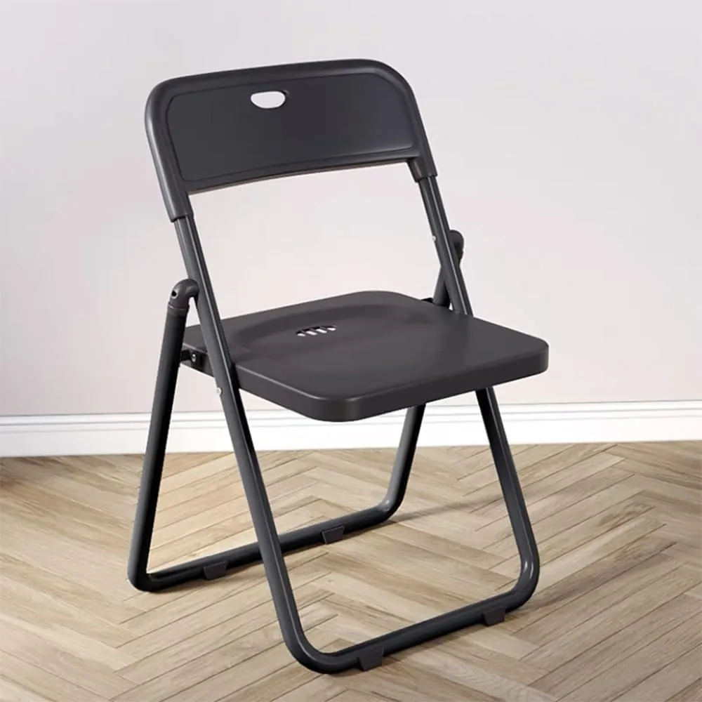 HCZION Plastic Folding Chair Outdoor Stackable Chair Portable Dining Chairs Fold Up Party Chair Garage Folding Stool with Backrest Lightweight Camping Chair (Color : Black)