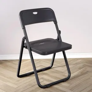 HCZION Plastic Folding Chair Outdoor Stackable Chair Portable Dining Chairs Fold Up Party Chair Garage Folding Stool with Backrest Lightweight Camping Chair (Color : Black)