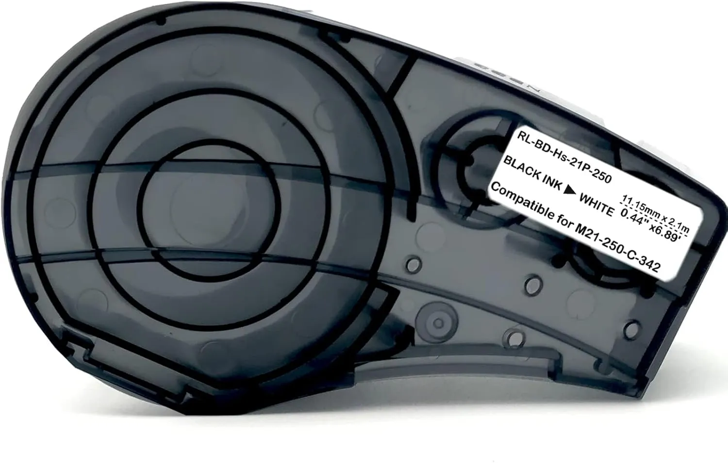 Heat Shrink Tubing Label Tape Compatible for M21-250-C-342-WT Cartridge Work with BMP21-PLUS/LAB IDPAL Label Printer, Black on White, 0.44" Width, 7' Length