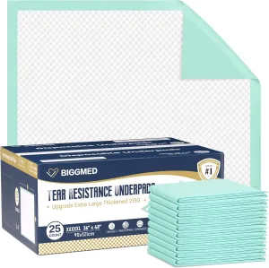 Heavy Duty Chucks Pads Disposable 48" x 36" Tear-Resistant 25 Count Underpads 215 Gram Thickened Incontinence Bed Pads Extra Large Chux Pads Pee Pads for Adult Elderly Puppy Pads for Training