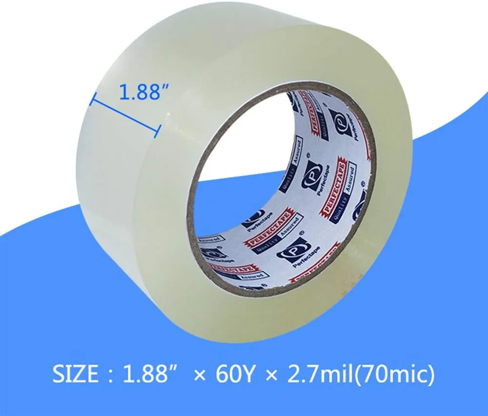 Heavy Duty Packing Tape 6 Rolls, Total 360Y, Clear, 2.7 mil, 1.88 inch x 60 Yards, Ultra Strong, Refill for Packaging and Shipping