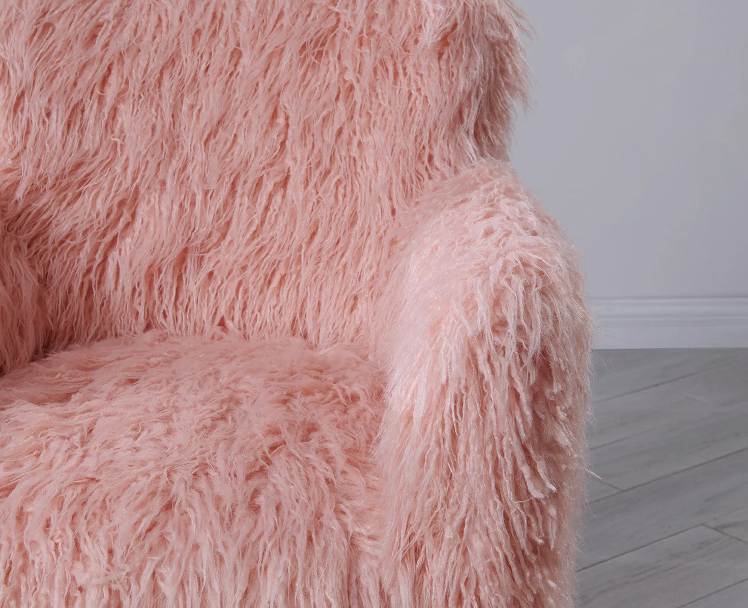 Heavy Shag Faux Sheepskin Tub Chair-Pink - DE.L