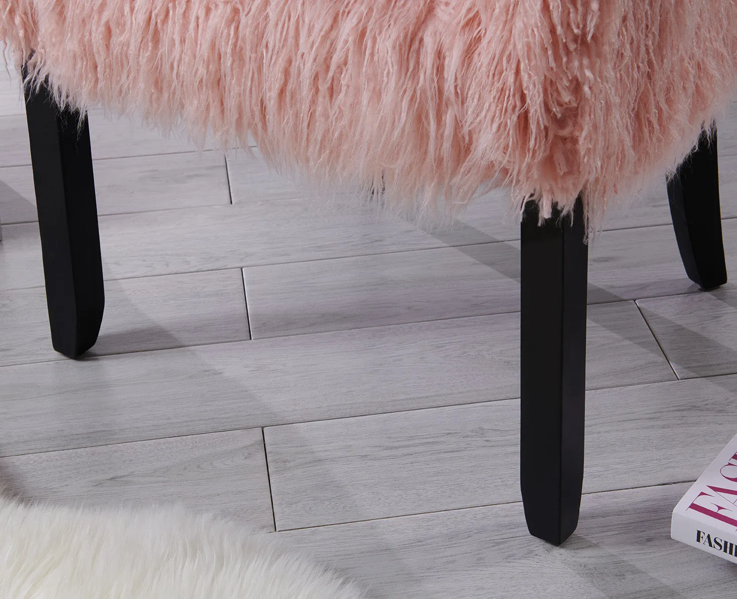 Heavy Shag Faux Sheepskin Tub Chair-Pink - DE.L