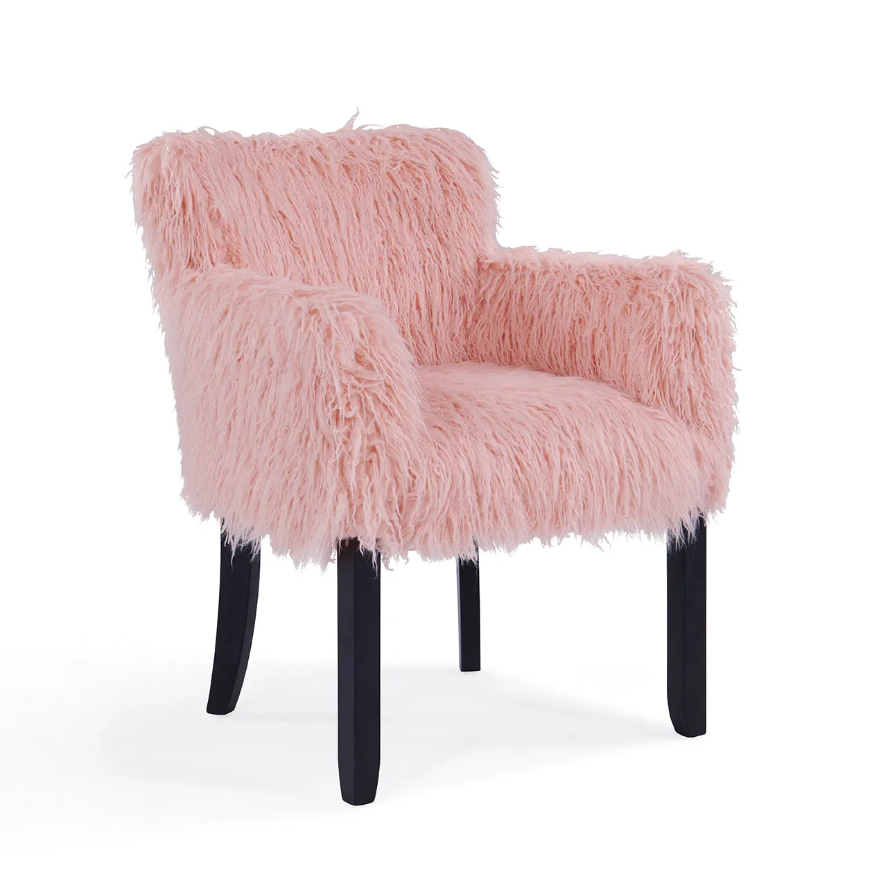 Heavy Shag Faux Sheepskin Tub Chair-Pink - DE.L